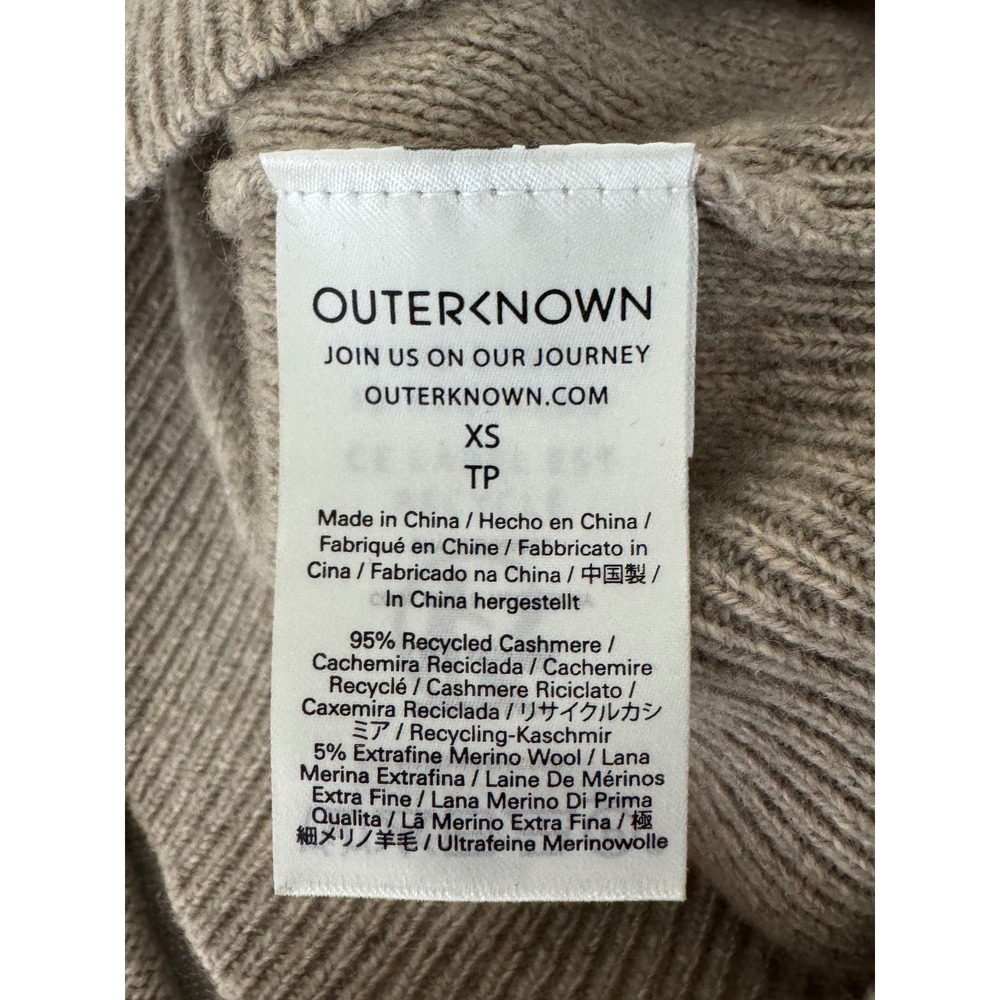 Outerknown Mockneck Cashmere/Wool Sweater Mens XS Tan/Oatmeal - Picture 6 of 8